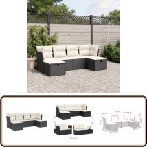 Salon de jardin 6 pcs avec coussins noir résine tressée - Salon De Jardin - Mobilier Extérieur - Salon D'extérieur - Set De Salon - Canapé D'extérieur