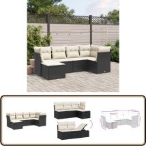 Salon de jardin 6 pcs avec coussins noir résine tressée - Salon De Jardin - Mobilier Extérieur - Salon D'extérieur - Set De Salon - Canapé D'extérieur