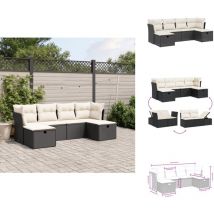 Salon de jardin 6 pcs avec coussins noir résine tressée - Salon De Jardin - Mobilier Extérieur - Salon D'extérieur - Set De Salon - Canapé D'extérieur