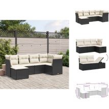 Salon de jardin 6 pcs avec coussins noir résine tressée - Salon De Jardin - Mobilier Extérieur - Salon D'extérieur - Set De Salon - Canapé D'extérieur