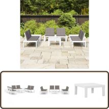 Salon de jardin 6 pcs avec coussins Plastique Blanc - Salon De Jardin - Mobilier De Jardin - Ensemble Salon - Set De Salon - Table De Jardin