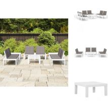 Salon de jardin 6 pcs avec coussins Plastique Blanc - Salon De Jardin - Mobilier De Jardin - Ensemble Salon - Set De Salon - Table De Jardin