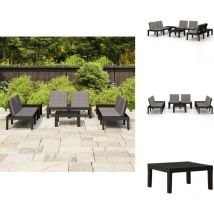 Salon de jardin 6 pcs avec coussins Plastique Gris - Salon De Jardin - Mobilier De Jardin - Ensemble Salon - Set De Salon - Table Basse