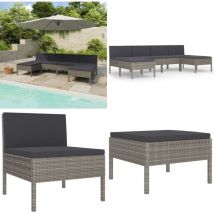 Salon de jardin 6 pcs avec coussins résine tressée gris - Salon De Jardin - Mobilier De Jardin - Set De Salon De Jardin - Meubles De Jardin - Résine