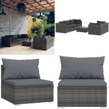 Salon de jardin 6 pcs avec coussins résine tressée gris - Salon De Jardin - Mobilier De Jardin - Set De Salon De Jardin - Résine Tressée - Coussins
