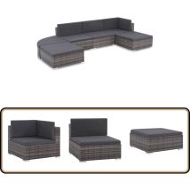 Salon de jardin 6 pcs avec coussins résine tressée gris - Salon De Jardin - Mobilier De Jardin - Salon D'extérieur - Set De Meubles De Jardin