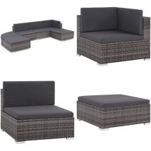 Salon de jardin 6 pcs avec coussins résine tressée gris - Salon De Jardin - Mobilier De Jardin - Salon D'extérieur - Set De Meubles De Jardin