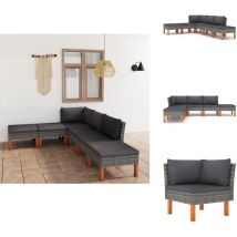 Salon de jardin 6 pcs avec coussins Résine tressée Gris - Salon De Jardin - Mobilier De Jardin - Set De Salon De Jardin - Canapé De Jardin - Résine