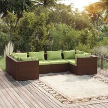 Inlife Salon De Jardin 6 Pcs Avec Coussins Résine Tressée Marron