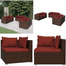 Salon de jardin 6 pcs avec coussins Résine tressée Marron - Salon De Jardin - Ensemble De Salon De Jardin - Meuble De Jardin - Mobilier De Jardin