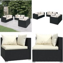 Salon de jardin 6 pcs avec coussins Résine tressée Noir - Salon De Jardin - Ensemble De Salon De Jardin - Meuble De Jardin - Mobilier De Jardin