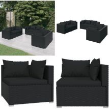 Salon de jardin 6 pcs avec coussins Résine tressée Noir - Salon De Jardin - Ensemble De Salon De Jardin - Meuble De Jardin - Canapé De Jardin