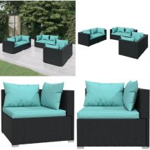 Salon de jardin 6 pcs avec coussins Résine tressée Noir - Salon De Jardin - Ensemble De Salon De Jardin - Meuble De Jardin - Mobilier De Jardin