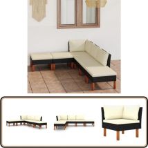 Salon de jardin 6 pcs avec coussins Résine tressée Noir - Salon De Jardin - Mobilier De Jardin - Set De Salon De Jardin - Canapé De Jardin - Résine