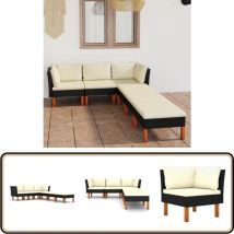 Salon de jardin 6 pcs avec coussins Résine tressée Noir - Salon De Jardin - Mobilier De Jardin - Set De Salon De Jardin - Canapé De Jardin - Résine