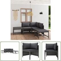 The Living Store Salon de jardin 6 pcs avec coussins Résine tressée Gris - Salon De Jardin - Mobilier De Jardin - Ensemble De Salon - Meubles De