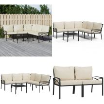 Vidaxl - Salon de jardin 6 pcs avec coussins sable acier - Ensemble Salon De Jardin - Mobilier De Jardin - Salon De Jardin En Métal - Table Basse