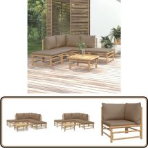 Salon de jardin 6 pcs avec coussins taupe bambou - Salon De Jardin - Mobilier De Jardin - Ensemble De Salon - Ensemble De Meubles De Jardin - Bamboos