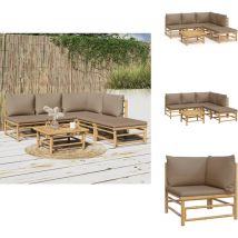 Salon de jardin 6 pcs avec coussins taupe bambou - Salon De Jardin - Mobilier De Jardin - Ensemble Salon - Ensemble De Jardin - Meubles De Jardin