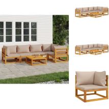 Salon de jardin 6 pcs avec coussins taupe bois massif - Salon De Jardin - Mobilier De Jardin - Ensemble De Salon - Ensemble De Meubles De Jardin