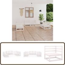 Salon de jardin 6 pcs Blanc Bois de pin massif - Salon De Jardin - Mobilier De Jardin - Ensemble De Salon De Jardin - Bois De Pin - Blanc