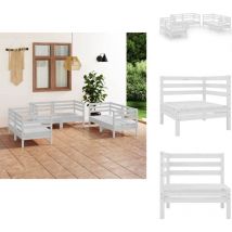 Salon de jardin 6 pcs Blanc Bois de pin massif - Salon De Jardin - Mobilier De Jardin - Ensemble De Salon De Jardin - Bois De Pin - Blanc