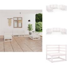 Salon de jardin 6 pcs Blanc Bois de pin massif - Salon De Jardin - Mobilier De Jardin - Ensemble De Salon De Jardin - Bois De Pin - Blanc