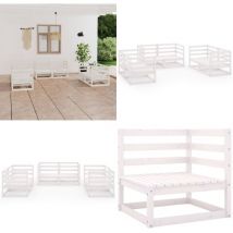 Salon de jardin 6 pcs Blanc Bois de pin massif - Salon De Jardin - Mobilier De Jardin - Ensemble De Salon De Jardin - Bois De Pin - Blanc - Home &