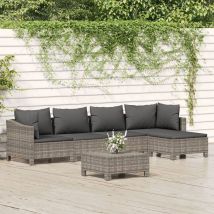 Maison Chic - Salon de jardin 6 pcs Meuble de jardin Mobilier de jardin avec coussins Gris Résine tressée 20244