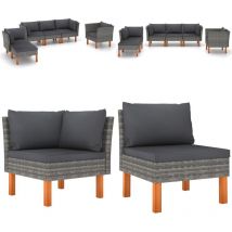 Salon de jardin 6 pcs Résine tressée et bois d'eucalyptus Gris - Salon De Jardin - Mobilier De Jardin - Meubles De Jardin - Set De Salon De Jardin