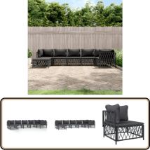 Salon de jardin 7 pcs avec coussins anthracite acier - Salon De Jardin - Mobilier De Jardin - Ensemble Salon De Jardin - Canapé D'extérieur - Canapé