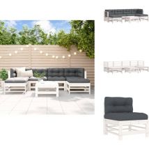 Salon de jardin 7 pcs avec coussins blanc bois massif - Salon De Jardin - Mobilier De Jardin - Ensemble Salon - Meubles De Jardin - Design Moderne