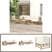 Salon de jardin 7 pcs avec coussins blanc crème bambou - Salon De Jardin - Mobilier De Jardin - Ensemble Salon - Ensemble De Meubles De Jardin