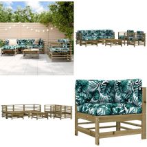 Salon de jardin 7 pcs avec coussins bois de pin imprégné - Salon De Jardin - Mobilier De Jardin - Ensemble Salon - Meubles De Jardin - Set Salon De