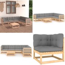 Salon de jardin 7 pcs avec coussins Bois de pin massif - Salon De Jardin - Mobilier De Jardin - Meubles De Jardin - Set De Salon De Jardin - Salon De