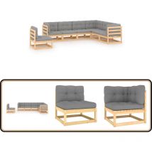Salon de jardin 7 pcs avec coussins Bois de pin massif - Salon De Jardin - Mobilier De Jardin - Meubles De Jardin - Set De Salon De Jardin - Salon En