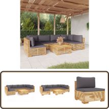 Salon de jardin 7 pcs avec coussins Bois de teck solide - Salon De Jardin - Meubles De Jardin - Set De Salon De Jardin - Terrasse - Jardin