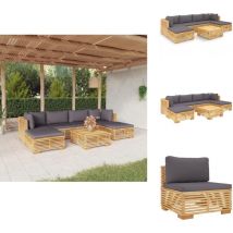 Salon de jardin 7 pcs avec coussins Bois de teck solide - Salon De Jardin - Meubles De Jardin - Set De Salon De Jardin - Terrasse - Jardin