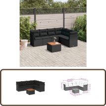 Salon de jardin 7 pcs avec coussins noir résine tressée - Salon De Jardin - Meuble De Jardin - Mobilier Extérieur - Salon D'extérieur - Set De Salon