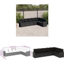 Salon de jardin 7 pcs avec coussins noir résine tressée - Salon De Jardin - Meuble Extérieur - Salon D'extérieur - Set De Salon - Résine Tressée