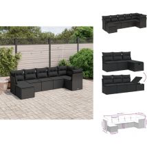 Salon de jardin 7 pcs avec coussins noir résine tressée - Salon De Jardin - Mobilier Extérieur - Salon D'extérieur - Set De Salon - Canapé D'extérieur