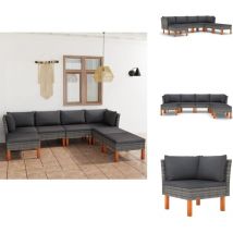 Salon de jardin 7 pcs avec coussins Résine tressée Gris - Salon De Jardin - Mobilier De Jardin - Set De Salon De Jardin - Canapé De Jardin - Résine
