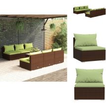 Salon de jardin 7 pcs avec coussins Résine tressée Marron - Salon De Jardin - Ensemble De Meubles De Jardin - Résine Tressée - Coussins - Mobilier
