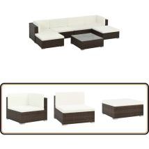 Salon de jardin 7 pcs avec coussins Résine tressée Marron - Salon De Jardin - Mobilier De Jardin - Set De Salon - Meubles De Jardin - Canapé