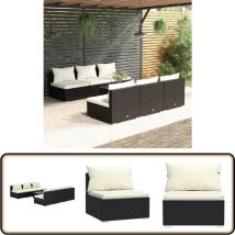 Salon de jardin 7 pcs avec coussins Résine tressée Noir - Salon De Jardin - Meuble De Jardin - Ensemble De Meubles De Jardin - Mobilier De Jardin