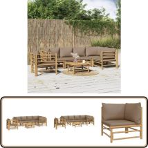 Salon de jardin 7 pcs avec coussins taupe bambou - Salon De Jardin - Mobilier De Jardin - Ensemble De Salon - Meubles De Jardin - Bambou