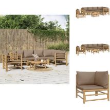 Salon de jardin 7 pcs avec coussins taupe bambou - Salon De Jardin - Mobilier De Jardin - Ensemble De Salon - Meubles De Jardin - Bambou