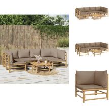 Salon de jardin 7 pcs avec coussins taupe bambou - Salon De Jardin - Mobilier De Jardin - Ensemble De Salon - Meubles De Jardin - Bambou