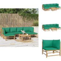 Salon de jardin 7 pcs avec coussins vert bambou - Salon De Jardin - Mobilier De Jardin - Ensemble De Salon - Ensemble De Meubles De Jardin - Bamboos