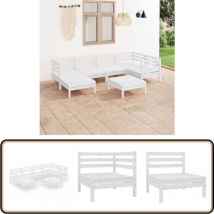Salon de jardin 7 pcs Bois de pin massif Blanc - Salon De Jardin - Meuble De Jardin - Ensemble De Salon - Meubles De Jardin - Bois De Pin